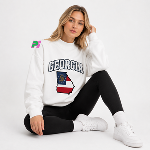 Sudadera de cuello alto Georgia para mujer, negra, con mapa del estado bordado, corte oversize, para otoño - Product Image 5