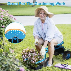 Sgabello da Giardino Girevole a 360 Gradi con Ruote, Sedile per Giardinaggio e Piantumazione, Scooter da Giardino con Sedile Girevole a 360 Gradi e Manubrio - Product Image 2