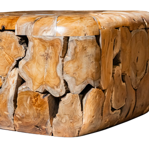 Mesa de Centro ARTERRA Premium Hecha a Mano con Cubos de Raíz de Teca Rústica, Diseño Cuadrado con Textura de Madera Natural, Muebles para Sala de Estar - Product Image 5