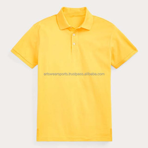 Polos personalizados de Color amarillo para hombre, ropa de verano, manga corta de alta calidad, 100% algodón, cuello levantado, precio barato, camisetas Polo para hombre - Product Image 1