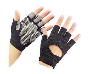Fitness Gloves Black Mesh Half <b>Finger</b> Workout Gym Training Grip Enhancement Non-Slip Adjustable Wrist <b>Strap</b> Unisex - Product Image 5