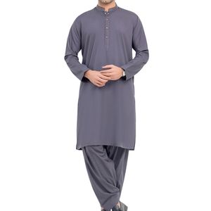 Shalwar Kameez gris lavande raffiné, coupe élégante, finition premium, shalwar kameez traditionnel pour homme - Product Image 1