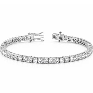 Bracelet tennis unisexe en or blanc plaqué 9K, 10K, 14K, 18K avec diamants de laboratoire taille brillant sur mesure - Product Image 1