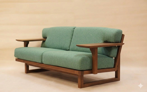 Sofá Moderno con Estructura de Madera de Teca Sólida, 2 Plazas, Funda Lavable Extraíble, Tapicería de Tela, Cojines con Colores Personalizables para el Hogar - Product Image 2