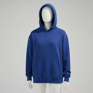 Sweat à capuche personnalisé pour homme, bleu roi, uni, surdimensionné, en polaire, avec poche kangourou, style streetwear décontracté - Product Image 2
