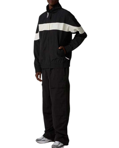 Ensemble de survêtement unisexe respirant coupe-vent effet froissé deux pièces avec empiècements, haute qualité, grandes tailles, personnalisable avec logo - Product Image 1