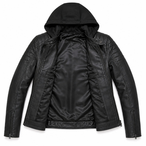 Chaqueta de Cuero Premium para Hombre, Chaqueta de Motociclista de Cuero Genuino, Abrigo de Invierno Moderno, Ropa Exterior, Logotipo Personalizado, Venta al Por Mayor de Fábrica - Product Image 3