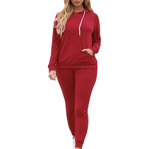 Wholesale Trendy <b>Women</b> <b>2</b> <b>Piece</b> Tracksuit Set Solid Color Hoodie and Jogger Pants Casual Long Sleeve Sportswear Loungewear <b>Outfit</b> - Product Image 3
