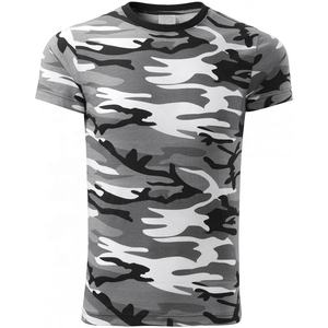 T-shirt de sport athlétique personnalisé OEM pour hommes 100% coton imprimé camouflage à col rond en gris grande taille - Product Image 1