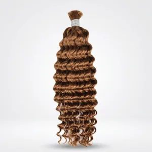 Deep Curly Brown Human Hair Weave Bundle Long Remy Natural Wave Style Silk Base Double Drawn - Product Image 5