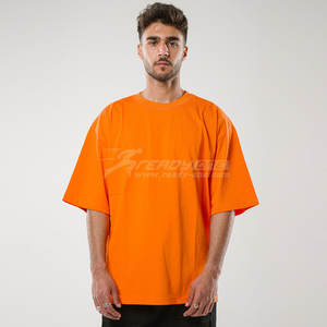 เสื้อยืดผ้าฝ้าย100% สำหรับผู้ชายเสื้อผ้า300 GSM ทรงหลวมโลโก้บ็อกซี่ฟิตไซส์ใหญ่พิเศษ - Product Image 4