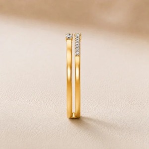 Anillo de Boda de Doble Hilera con Diamantes de Corte Redondo de 2.00CT en Oro Amarillo de 9K para Mujer, Joyería Fina Personalizada - Product Image 3