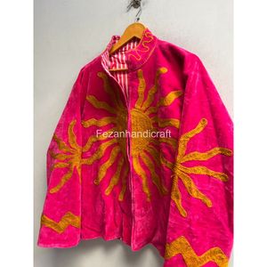 Uzbek Embroidered Suzani <b>Jacket</b> Coat Handmade Short Unisex <b>Velvet</b> <b>Jacket</b> Women's Coat Autumn Wear - Product Image 4