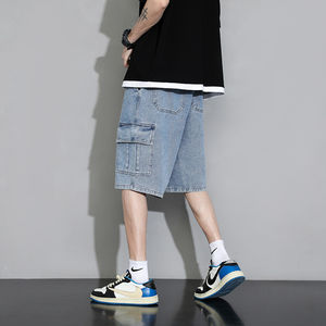 <b>Mens</b> Custom Eco-Friendly Solid Casual Luxury Snack <b>Compression</b> Blank Workout Streetwear Denim <b>Shorts</b> 2024 Wholesale Manufacturer - Product Image 4