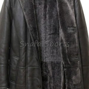 Vestes en cuir pour hommes sur mesure, vestes en peau de mouton doublées de fausse fourrure, vestes aviateur bomber en gros - Product Image 3