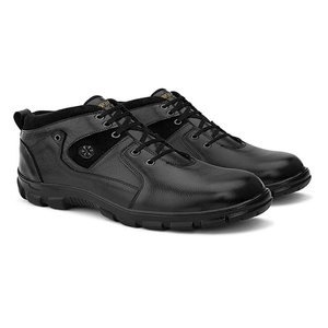 Zapatos de Seguridad con Puntera de Acero para Hombre, de Cuero Negro, con Cordones, Suela de Goma, Entresuela de EVA, Forro de Malla Transpirable e Impermeable, para Todas las Temporadas - Product Image 1