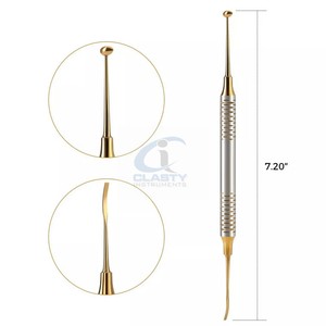 Ensemble de 6 instruments de restauration dentaire en résine composite, outils manuels plaqués titane doré - Product Image 5