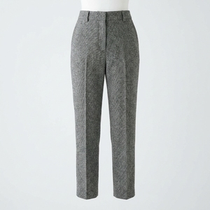 Pantalon de bureau gris taille haute à jambe large 100 % laine coupe ample décontracté à devant plat pleine longueur pour femme (ODM) – Collection Automne - Product Image 2