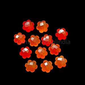 ลูกปัดคาร์เนเลียนรูปดอกไม้ทรงบริโอเล็ต ลูกปัดคริสตัลคาร์เนเลียนธรรมชาติรูปดอกไม้ ลูกปัดพลอยทำมือสำหรับทำเครื่องประดับ - Product Image 5