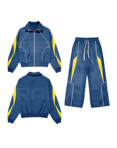 Survêtement 100% nylon 2 pièces, pantalon et veste à capuche, logo DTF, lignes réfléchissantes en mesh à l'intérieur, coupe-vent - Product Image 3