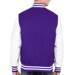 Veste universitaire pour homme de couleur violette avec manches blanches, veste bomber style baseball décontractée, style collège, manteau d'hiver tendance - Product Image 6