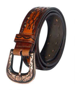 Ceinture en cuir de luxe abordable de qualité supérieure, style cowboy, faite à la main, avec perles et design en cuir - Product Image 2