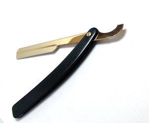 Black Gold Powder Plasma Stainless Steel Barber Razor Holder Turkish Blade Straight <b>Edge</b> Foldable Knife Face Bikini Male - Product Image 1