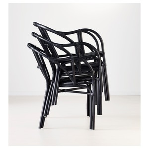 เก้าอี้รับประทานอาหารหวายสีดำ แข็งแรง ระบายอากาศได้ดี เหมาะสำหรับร้านกาแฟ ดีไซน์เรียบง่ายและสง่างาม - Product Image 3