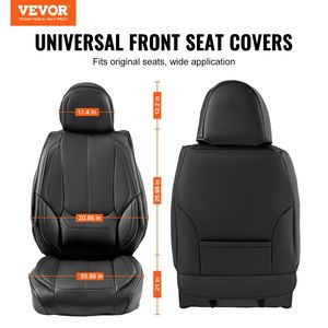 Coprisedili universali per auto 6 pz in ecopelle con Design pieno chiuso e poggiatesta rimovibile compatibile con Airbag nero per la maggior parte delle auto - Product Image 2