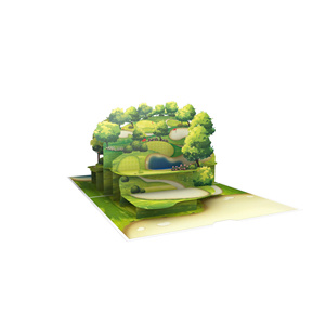 Carte de vœux d'anniversaire de luxe personnalisée en 3D avec parcours de golf, faite à la main, logo personnalisé pour les tournois de golf - Product Image 1
