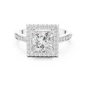 Bague de fiançailles, de mariage et d'anniversaire Aries Jewel Classic en or massif 14 carats avec halo de diamants, certifiée IGI, 2 carats, E VS1, diamant de laboratoire taille princesse - Product Image 6