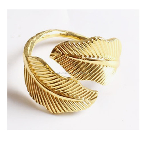 Brass Silver Nickel Platted Feather Embossed Design <b>Cheap</b> Napkin <b>Ring</b> Tableware Decorative Accessories Royal Gold Napkin <b>Ring</b> - Product Image 5