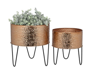 Macetas y macetas de hierro decorativas de cobre con patrón redondo, soporte de jardín interior hecho a mano, decoración de maceta al por mayor - Product Image 2