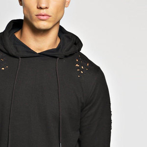 Sweat à capuche tendance hiver 100% coton uni effet vieilli avec logo personnalisable impression numérique séchage rapide respirant - Product Image 5