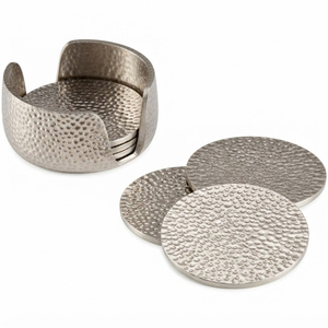 Sous-verres carrés en cuivre martelé faits à la main, lot de 4, sous-verres métalliques pour hôtel, vente en gros, avec logo personnalisé - Product Image 3