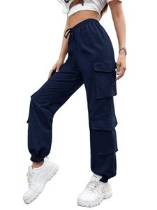 กางเกงวอร์มผู้หญิงผ้าฟลีซเอวสูงมีเชือกผูกสำหรับฤดูใบไม้ร่วง - Product Image 4