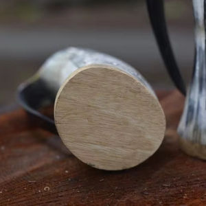 Hand Carved Cute Ox Horn <b>Mug</b> Solid Design Party Hiking Ready Norse Warrior Wooden Base Free Personalization World Craft Impex - Product Image 5