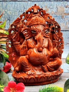 Estatua de Ganesha de Jaspe Rojo Hecha a Mano, Figura de Dios Hindú, Decoración Religiosa para el Hogar, Recuerdo - Product Image 1
