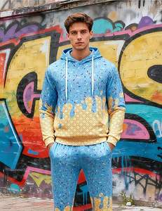 Conjunto de 2 piezas de sudadera con capucha y pantalones deportivos estilo Ice Cream Hoodie, conjunto informal de sudadera con capucha y pantalones deportivos. - Product Image 5