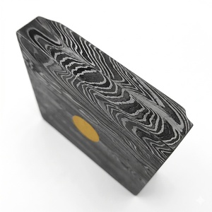 Cenicero de Escritorio Cuadrado de Acero de Damasco, Diseño Minimalista con Centro Dorado, Decoración para el Hogar, Accesorio para Fumar - Product Image 5