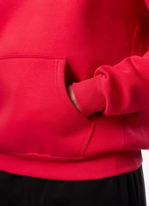 เสื้อฮู้ดสีแดงทรงปกติ ยูนิเซ็กซ์ ผ้าฟลีซสีพื้น สวมใส่สบายสำหรับฤดูหนาว ผ้าดิจิตอลกันยับ 400gsm โพลีเอสเตอร์ 100% - Product Image 5