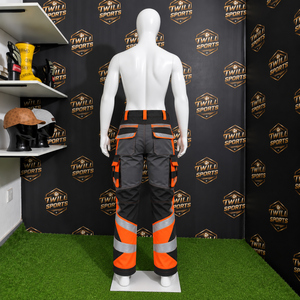 Men's <b>High</b> Visibility Reflective Work Pants with Cargo Pockets and Knee Reinforcement for Construction and Mining Use - Product Image 5