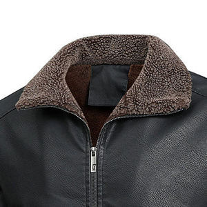 <b>Men</b> Premium Leather <b>Jacket</b> Classic Full Zip Casual Soft Comfortable Durable Regular Fit Everyday Fashion Outerwear - Product Image 3