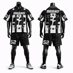 ชุดกางเกงขาสั้นเสื้อเจอร์ซีย์อเมริกันฟุตบอลขายดี เป็นมิตรกับสิ่งแวดล้อม ระบายอากาศได้ดี ดีไซน์ 2 in 1 ผลิตจากโพลีเอสเตอร์ 100% ชุดกีฬาสำหรับทุกเพศ - Product Image 4