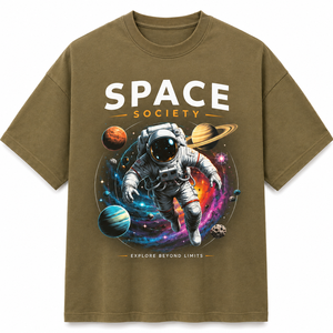 Camiseta de Manga Larga para Hombre, Cuello Redondo, Corte Holgado, Informal, 100% Algodón Tejido Transpirable, con Estampado de Astronauta, Marca Sangita Garments - Product Image 1