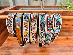 Collar de perro acolchado suave de cuero de vaca tallado a mano y herramientas de alta calidad mejor fabricación india al por mayor usos para perros precios bajos - Product Image 6