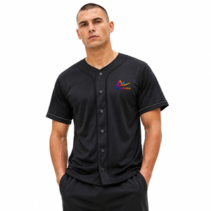 Maillot de baseball respirant à manches courtes, écologique et personnalisable pour les entraînements sportifs et les compétitions estivales masculines - Product Image 1