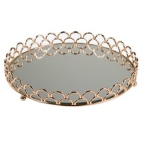 Plateau de service rond en aluminium doré pour la maison, l'hôtel, le restaurant, le bar, le bureau, les mariages et les Diwali - Personnalisable