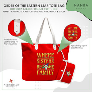 OES Where Sisters Become Family Order Of The Eastern Star Tapestry Bulk Masonic Eastern Star Red Tote Bags - Product Image 4