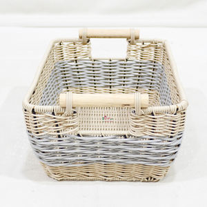 Cestas de almacenamiento de ratán ecológicas con asas, contenedores con patrón de rayas coloridas para uso doméstico y picnic - Product Image 4